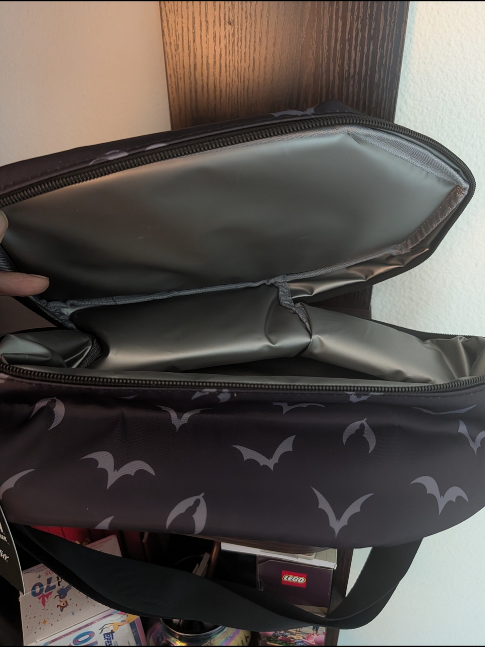 Elvira Coffin-Shaped Black Graphic Crossbody Bag - Picture 2 of 4